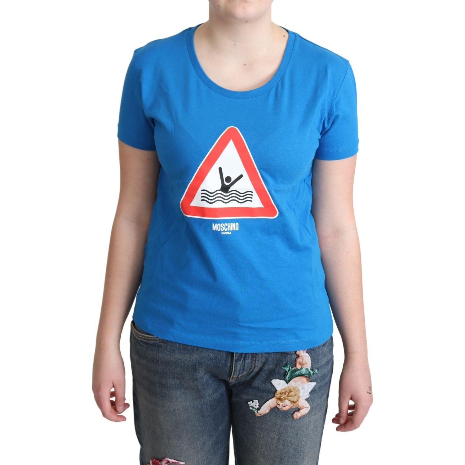 تي شيرت Moschino Chic Triangle Graphic من القطن