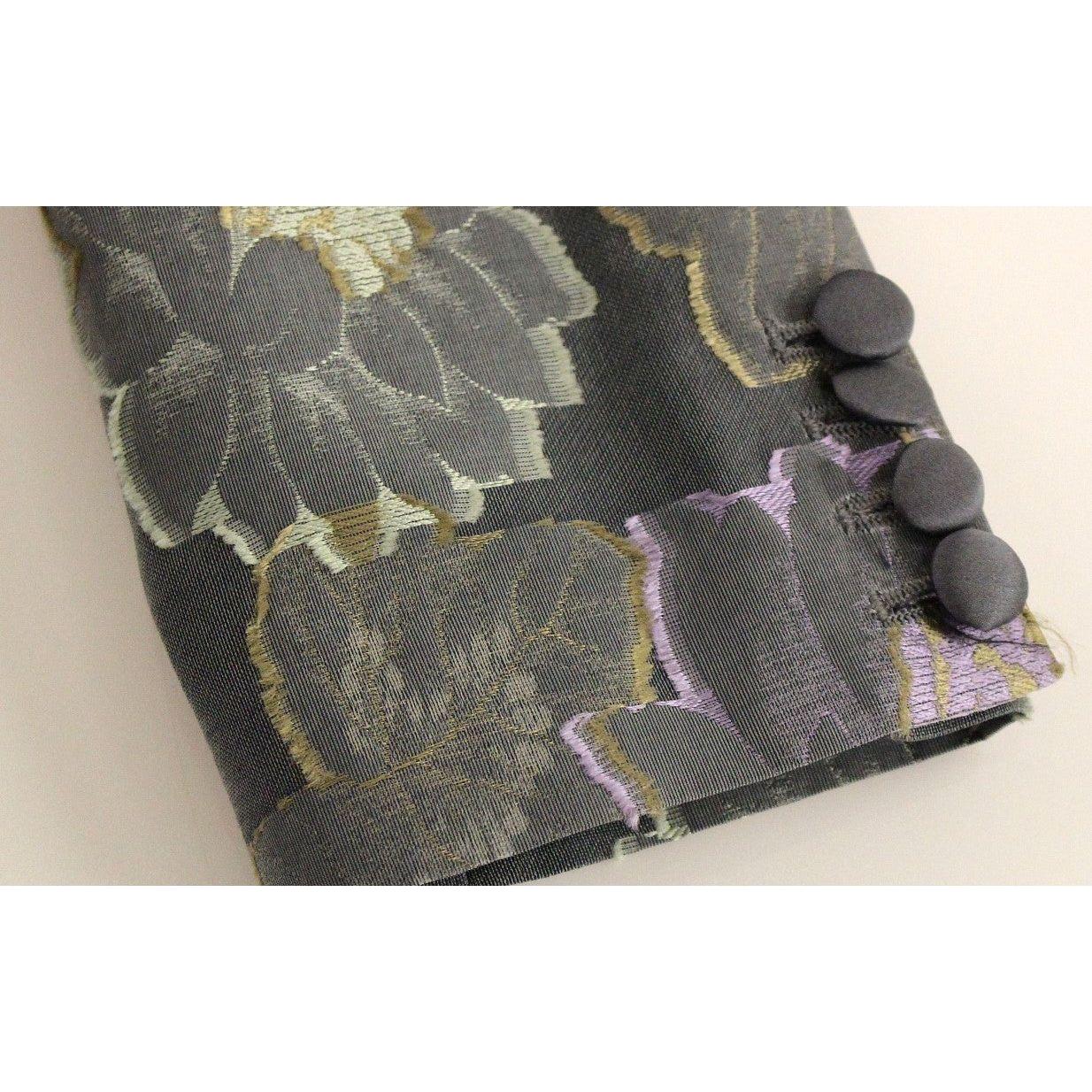 别致的丝绸花卉单扣西装外套