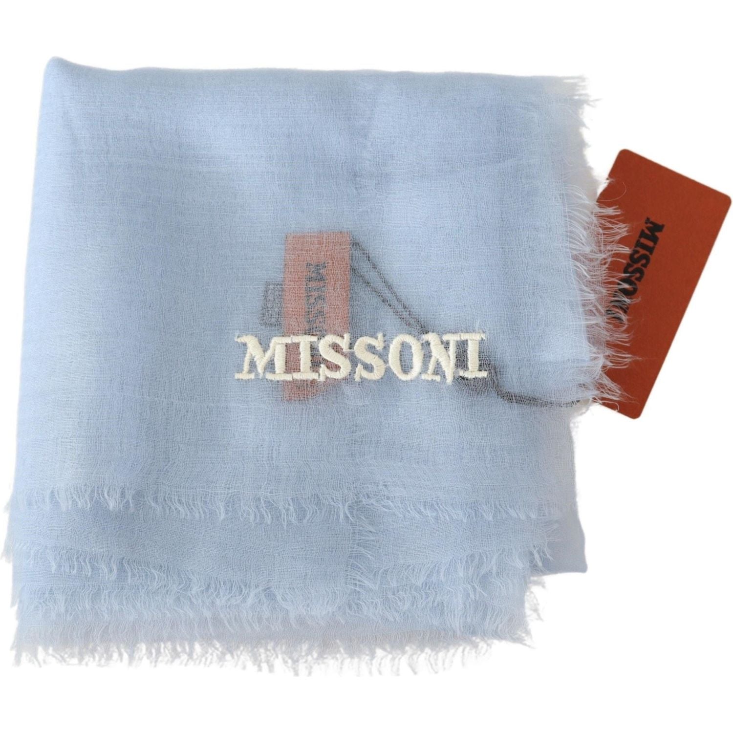 وشاح كشمير أزرق فاتح أنيق مع هامش من Missoni