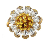 Dolce & Gabbana Gold Brass Yellow Crystal Flower Ring SMYK409-58