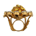 Dolce & Gabbana Gold Brass Yellow Crystal Flower Ring SMYK409-58