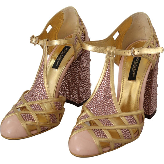 Dolce & Gabbana Dolce & Gabbana Silk-Infused Leather Crystal Pumps in Pink Gold LA9011-35 1728,67345645728,79% leather,Dolce & Gabbana,EU35/US4.5,EU36/US5.5,EU37/US6.5,Gold,Material: 21% Silk,New with tags,Sandals - Women - Shoes,Shoes,Women,Women - Shoes