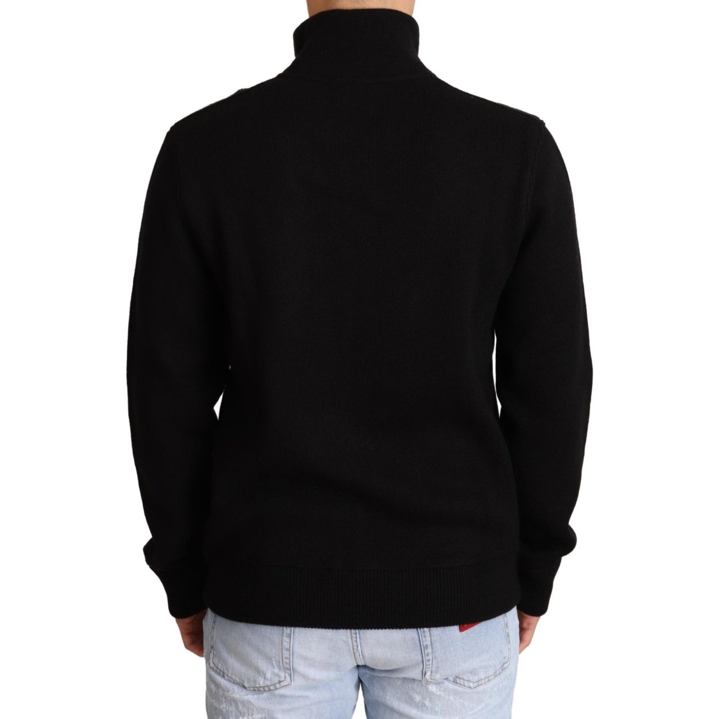 Dolce & Gabbana Black Cashmere Zipper Mens Sweater