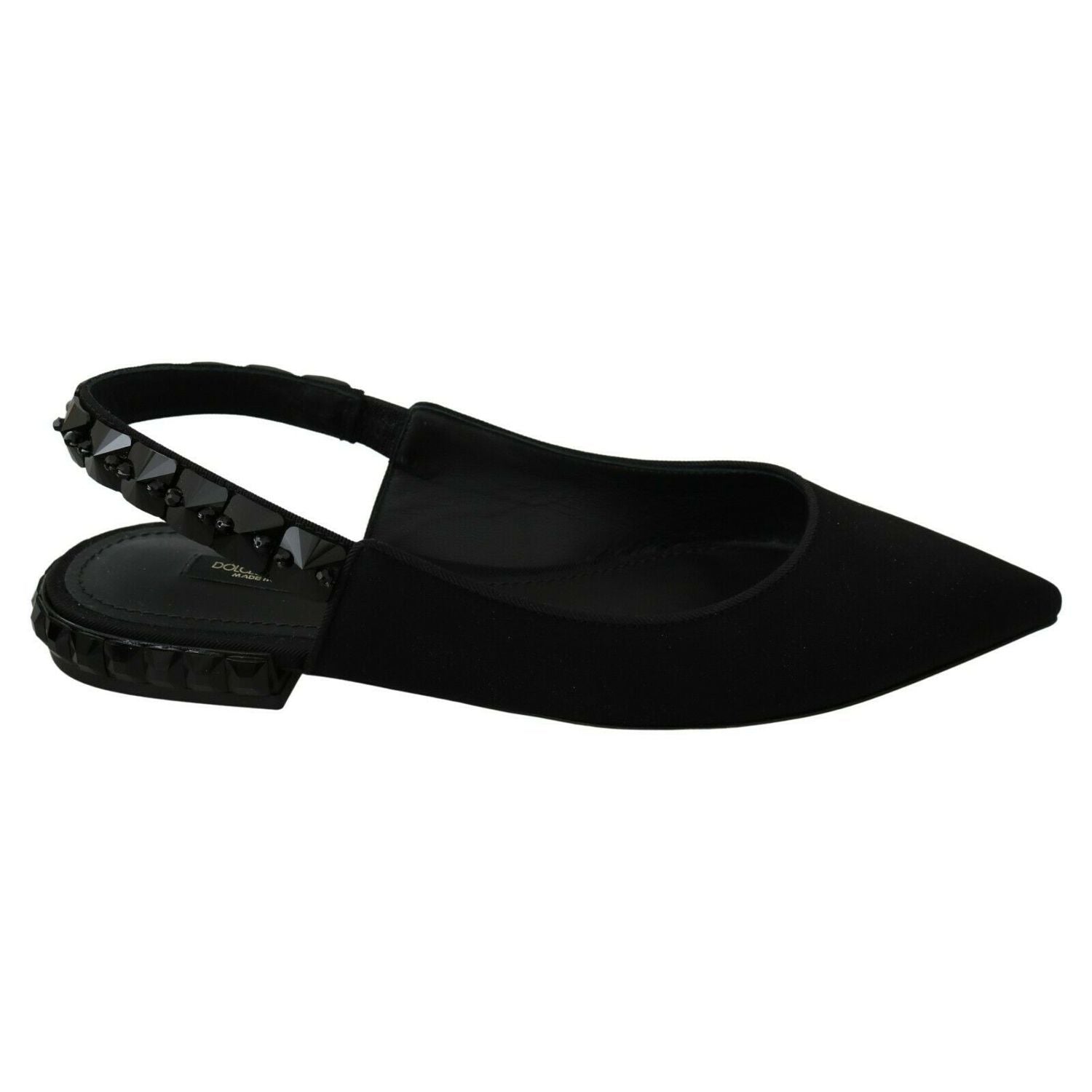 Dolce & Gabbana Black Flats Slingback Charmeuse Shoes