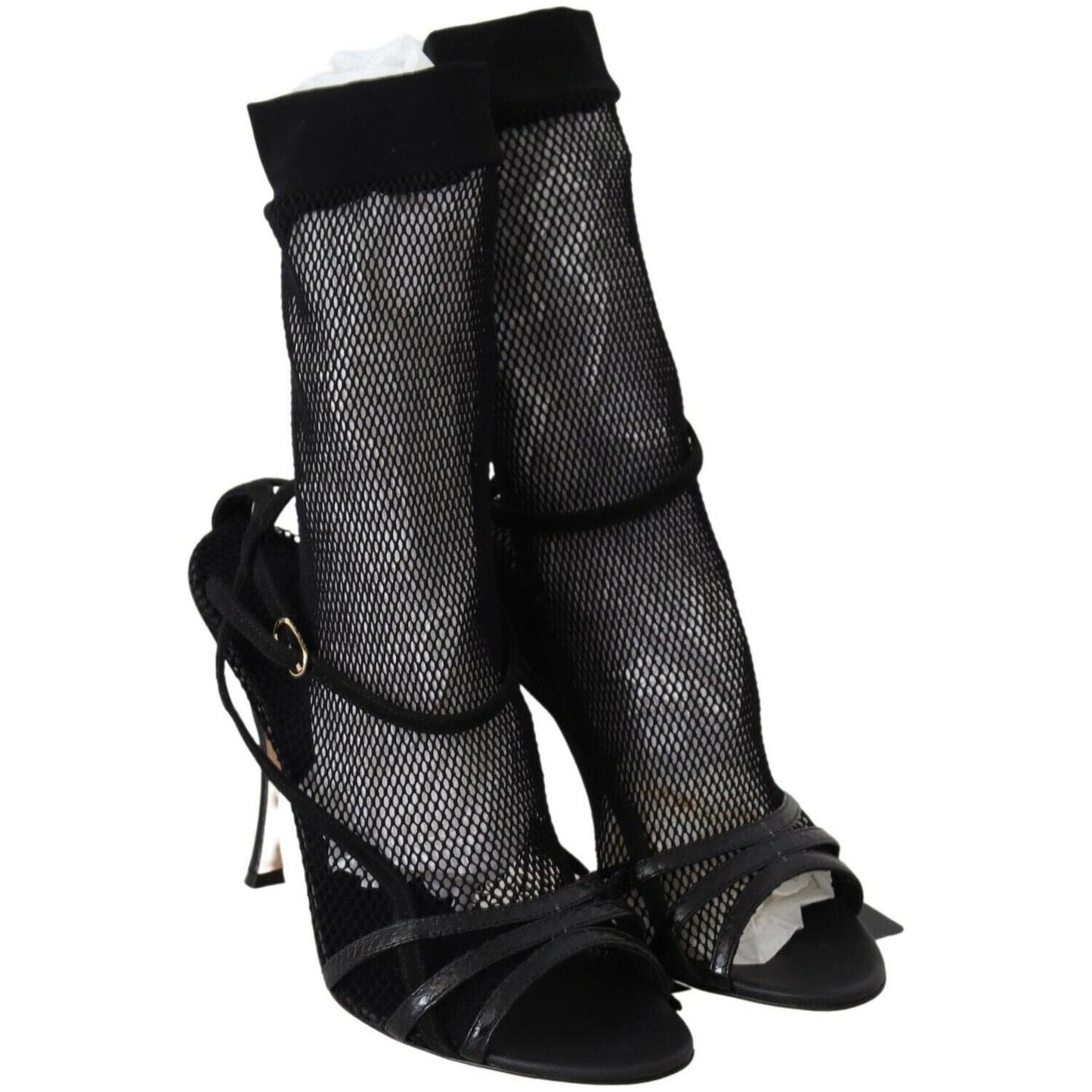 Dolce & Gabbana Black Suede Short Boots Sandals Shoes WOMAN SANDALS