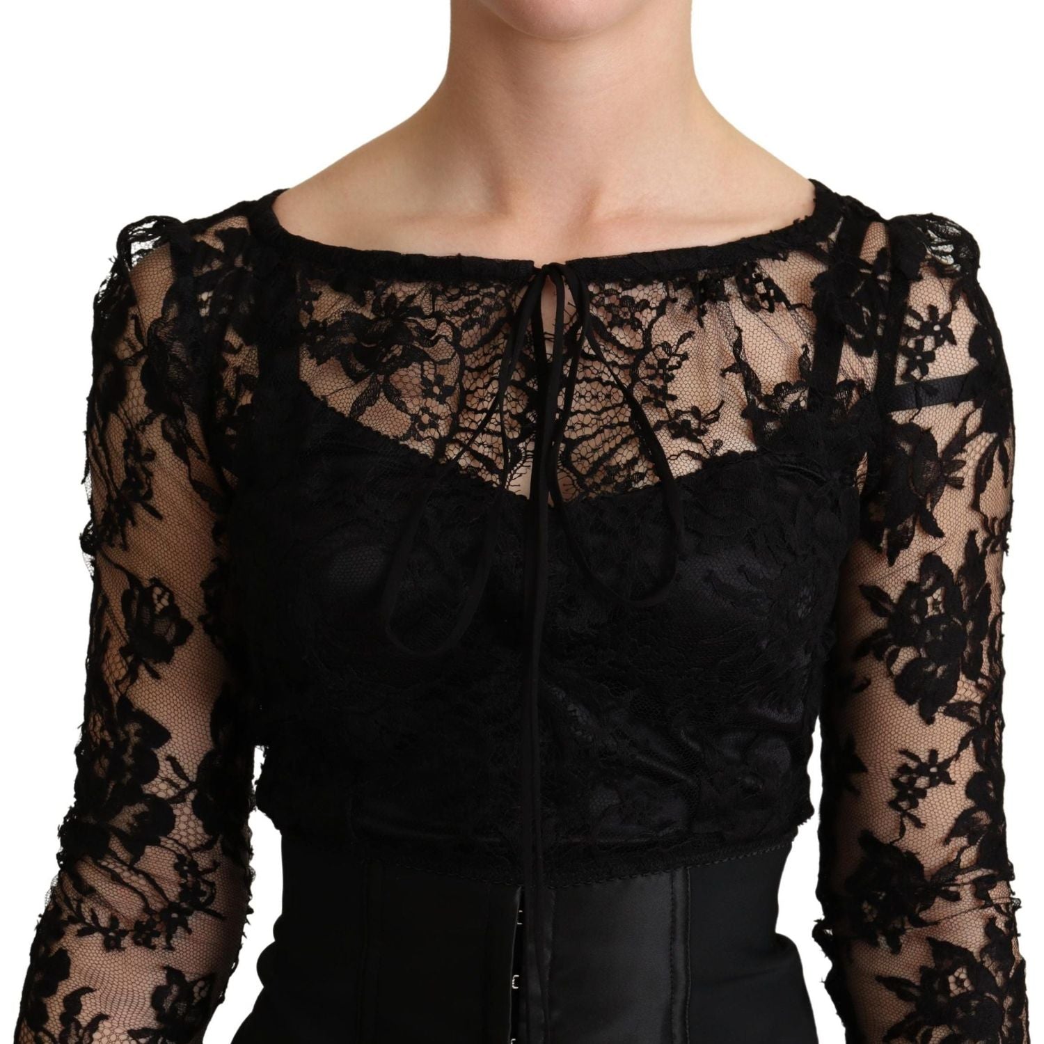 Dolce & Gabbana Black Fitted Lace Top Bodycon Mini Dress