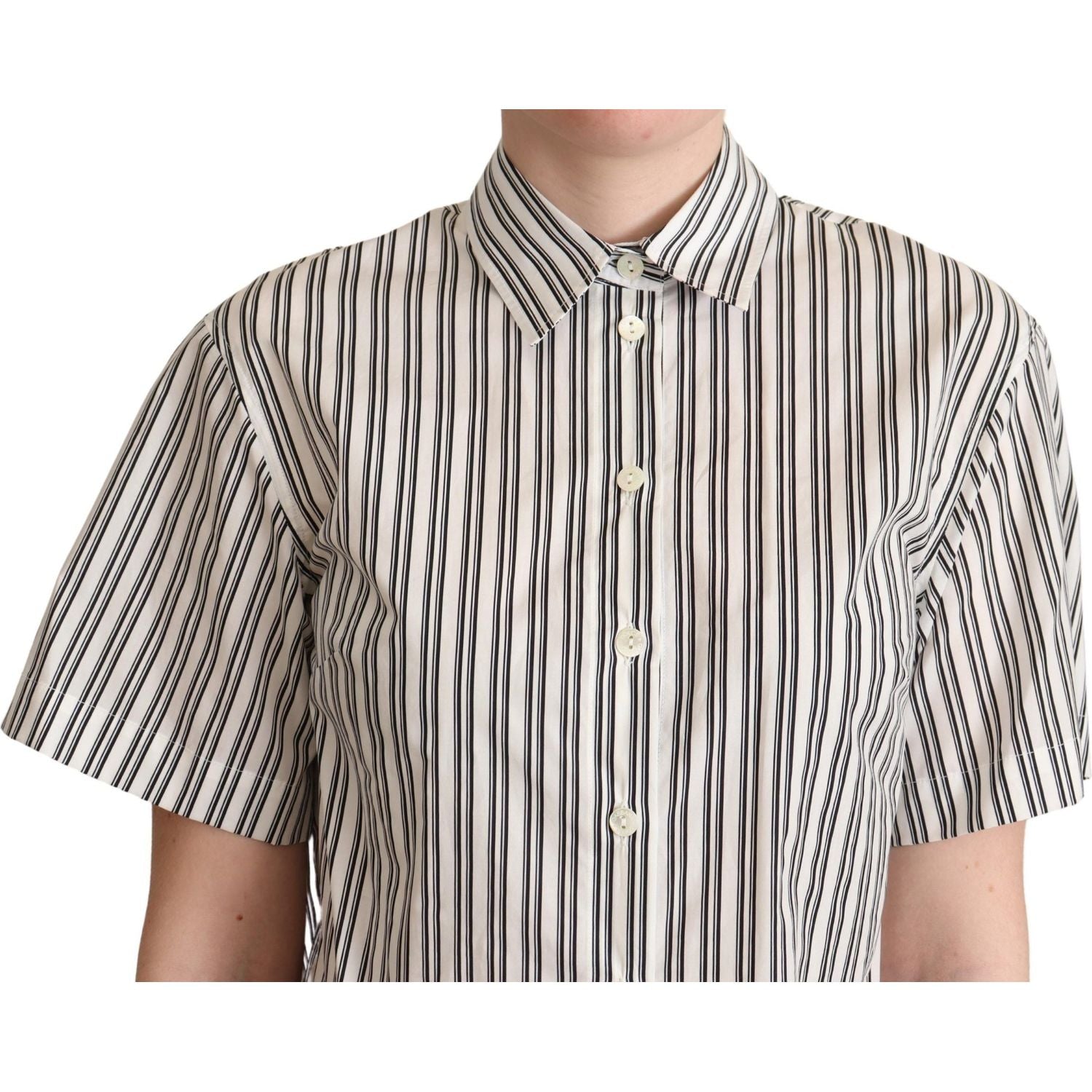 优雅条纹棉质 Polo 衫