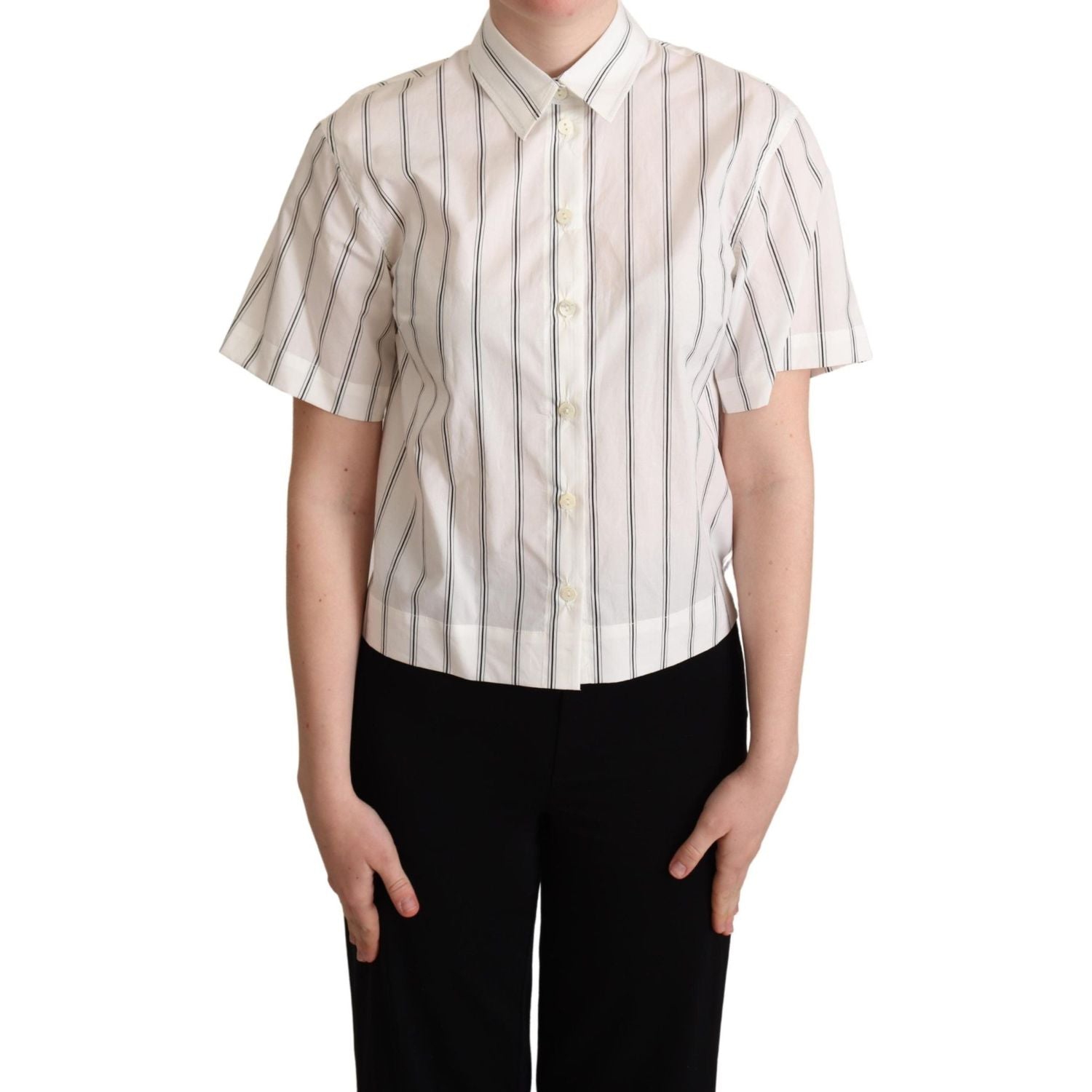 优雅条纹棉质 Polo 衫