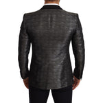 Dolce & Gabbana Metallic Gray Jacquard Slim Fit Blazer Dolce & Gabbana Dark Slate Gray