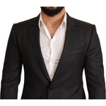 Dolce & Gabbana Elegant Gray Check Martini Blazer Dolce & Gabbana Black