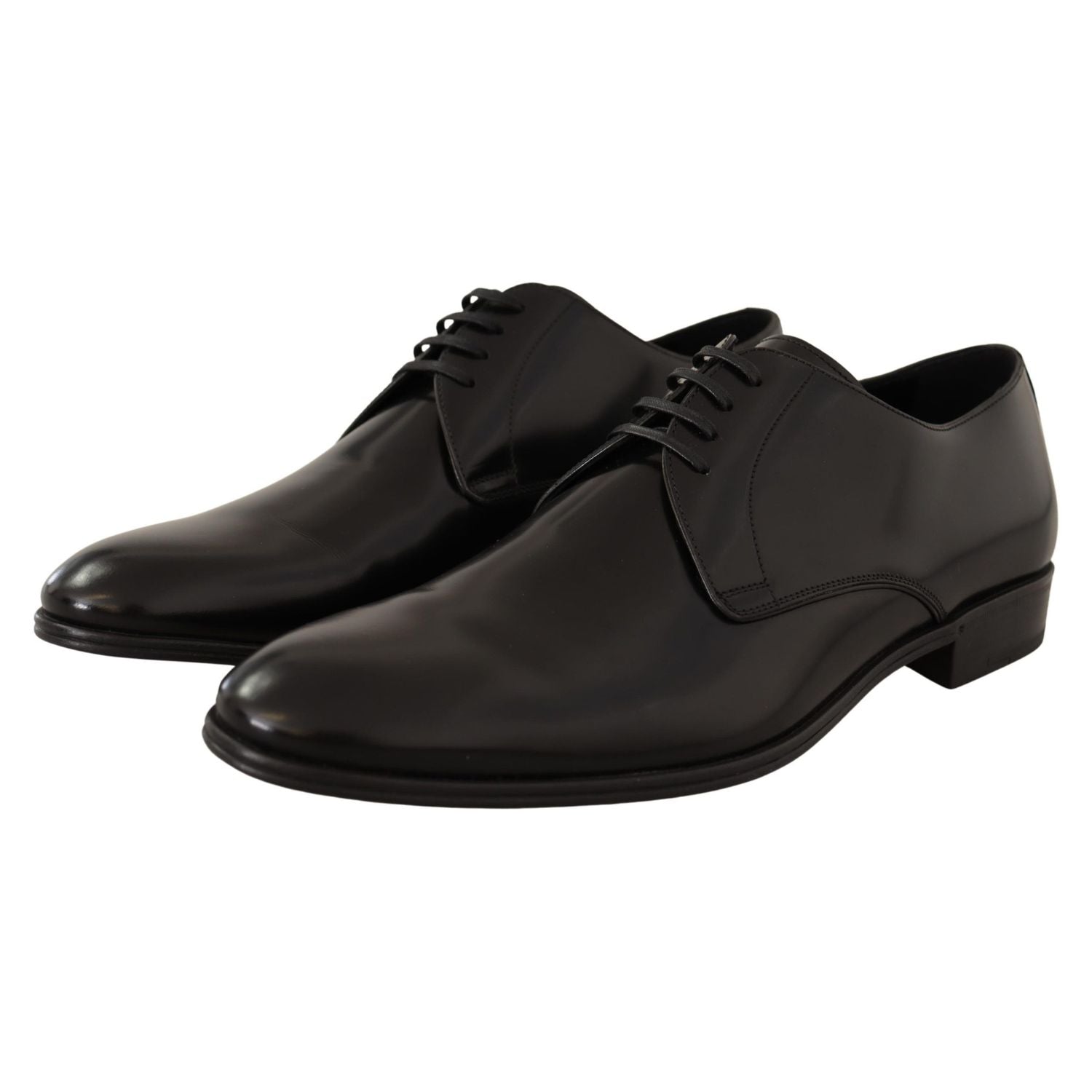 Dolce & Gabbana Black Leather Lace Up Men Dress Derby Shoes