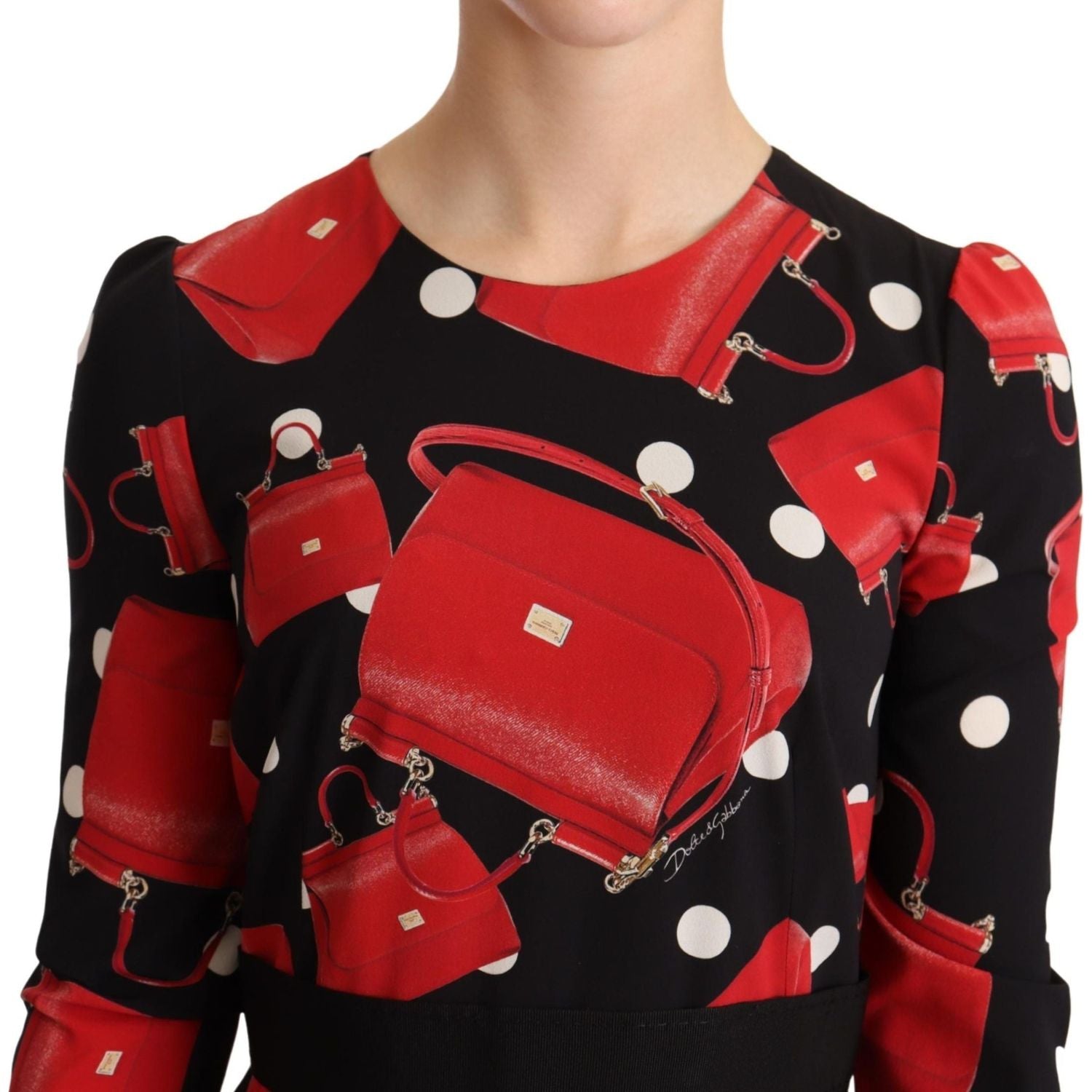 优雅西西里印花喇叭中长连衣裙