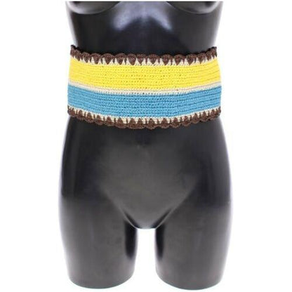 Dolce & Gabbana Yellow Striped Wide Waist Raffia Belt MAN BELTS