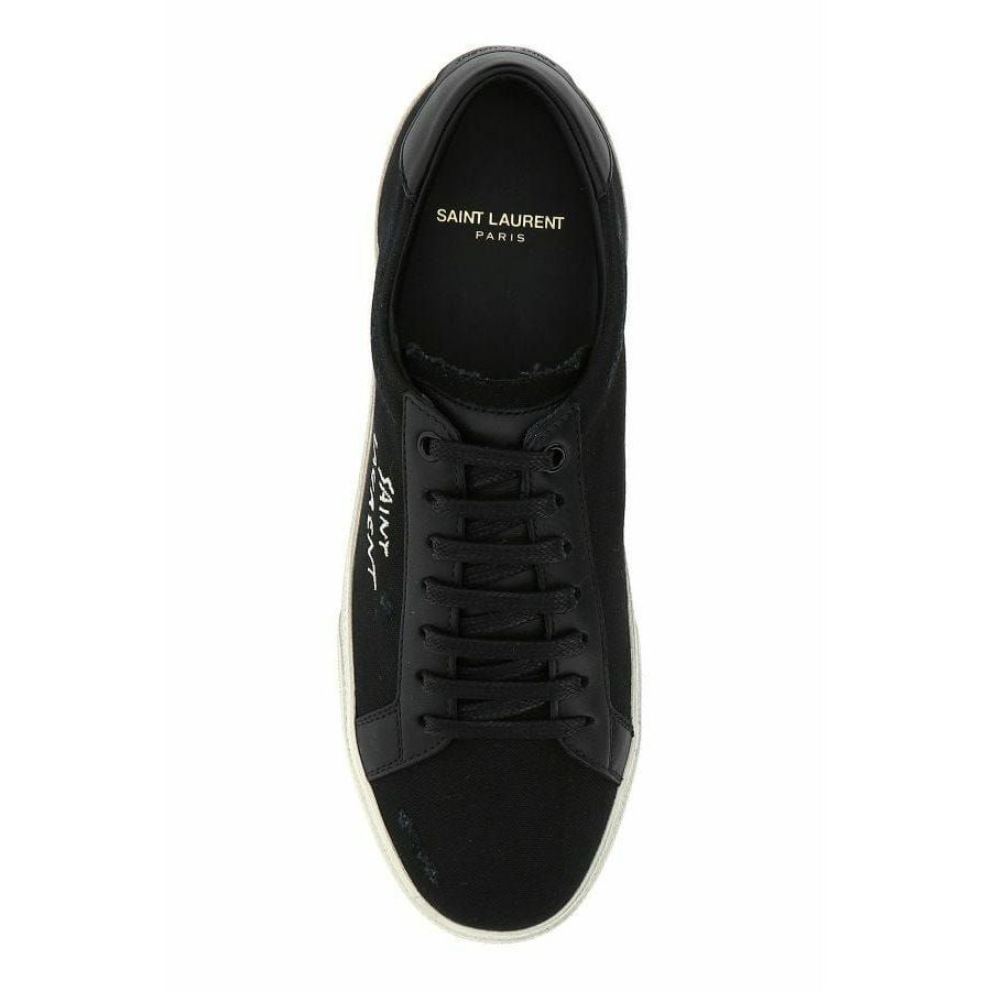 Saint Laurent Sleek Black Canvas & Leather Low-Top Sneakers