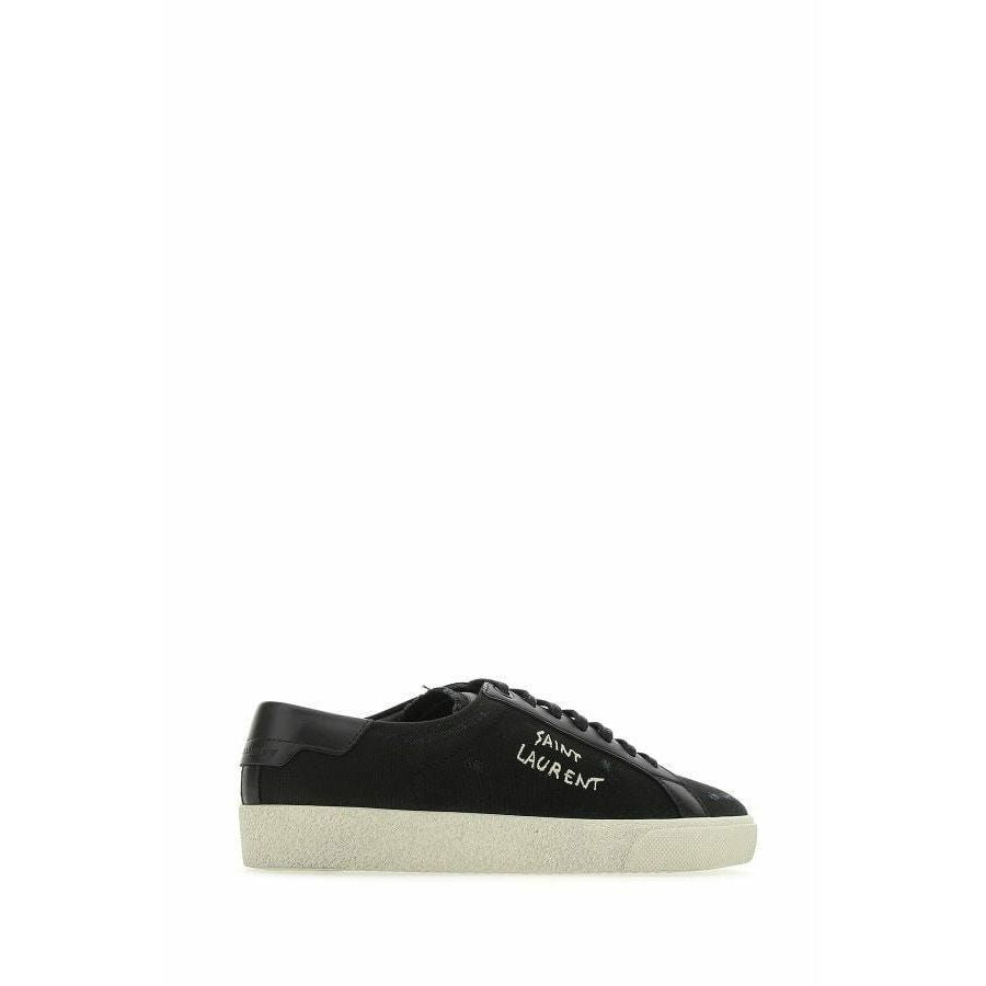 Saint Laurent Sleek Black Canvas & Leather Low-Top Sneakers