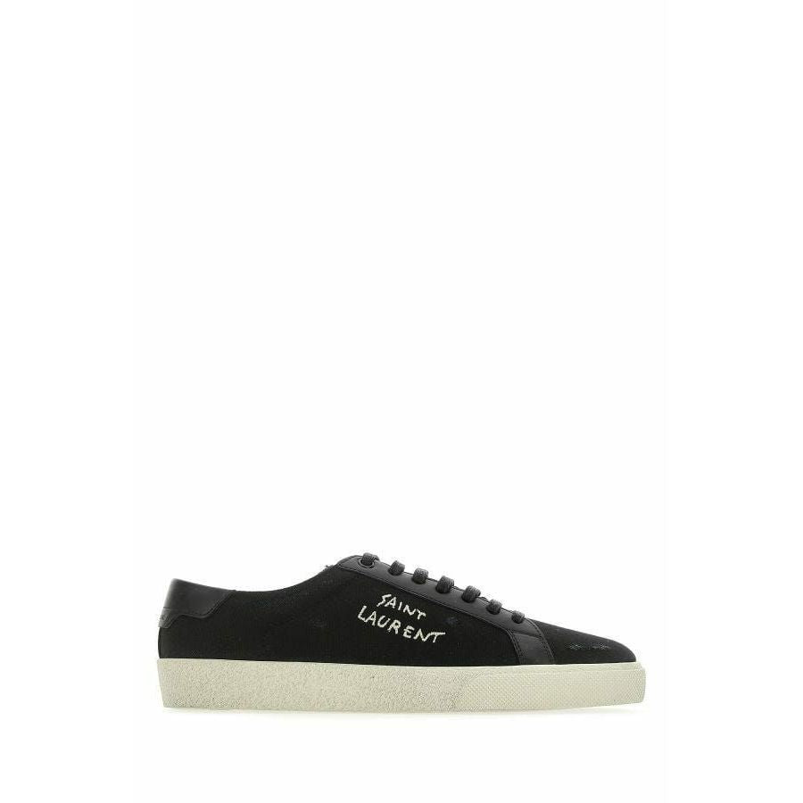 Saint Laurent Sleek Black Canvas & Leather Low-Top Sneakers
