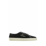 Saint Laurent Sleek Black Canvas & Leather Low-Top Sneakers