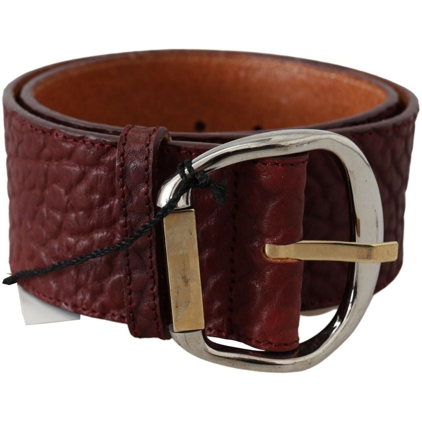 GF Ferre Bordeaux Wide Leather Waist Gold Silver Belt