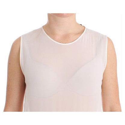 Koonhor White Pleated Bottom Tank Sheath Transparent Dress WOMAN DRESSES