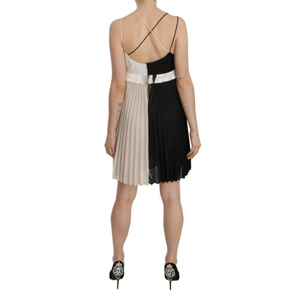 PINKO Black and White Mini Sleeve less A-line Princess Dress WOMAN DRESSES