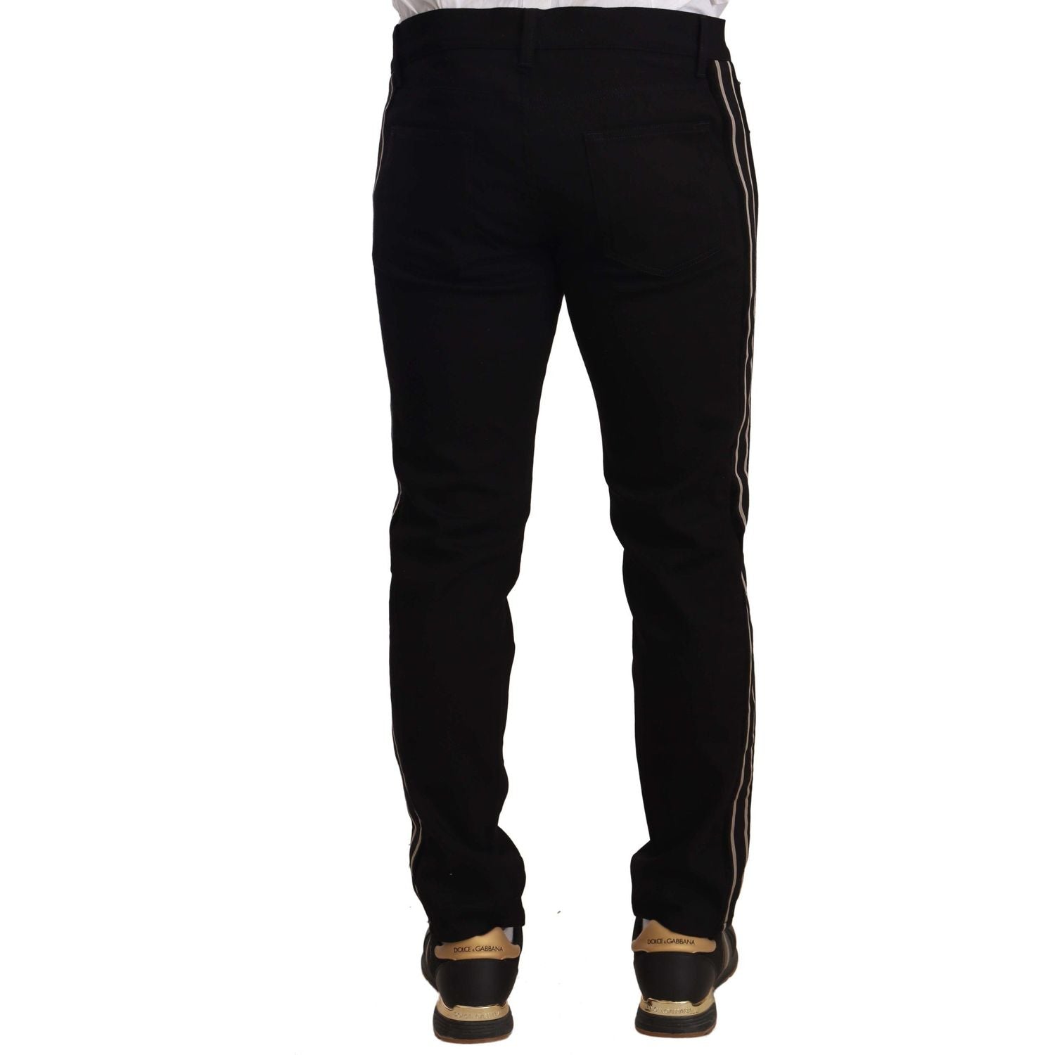Dolce & Gabbana Black Skinny Fit Denim Side Band Jeans Pant