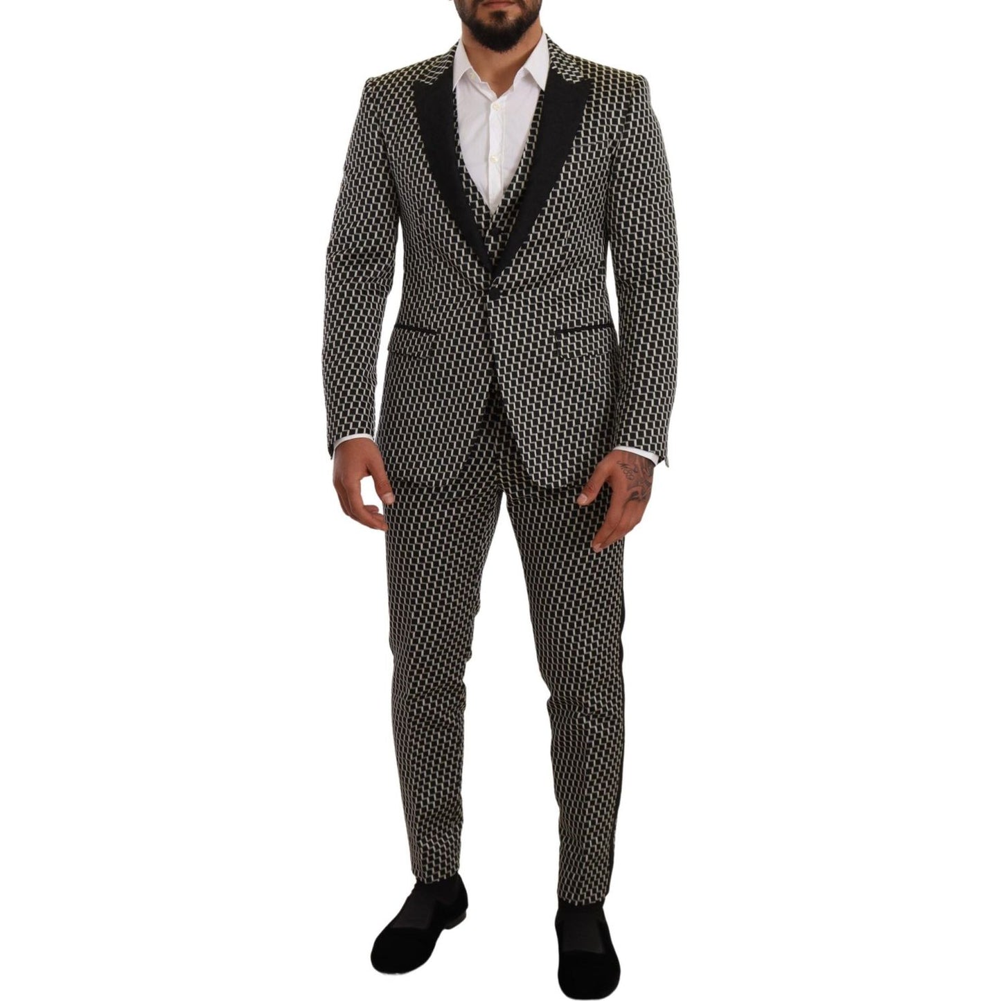 Dolce & Gabbana Black White Check 3 Piece Set MARTINI Suit