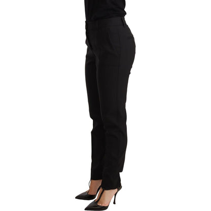 Dolce & Gabbana Black Tapered Women Trouser Virgin Wool Pants Jeans & Pants