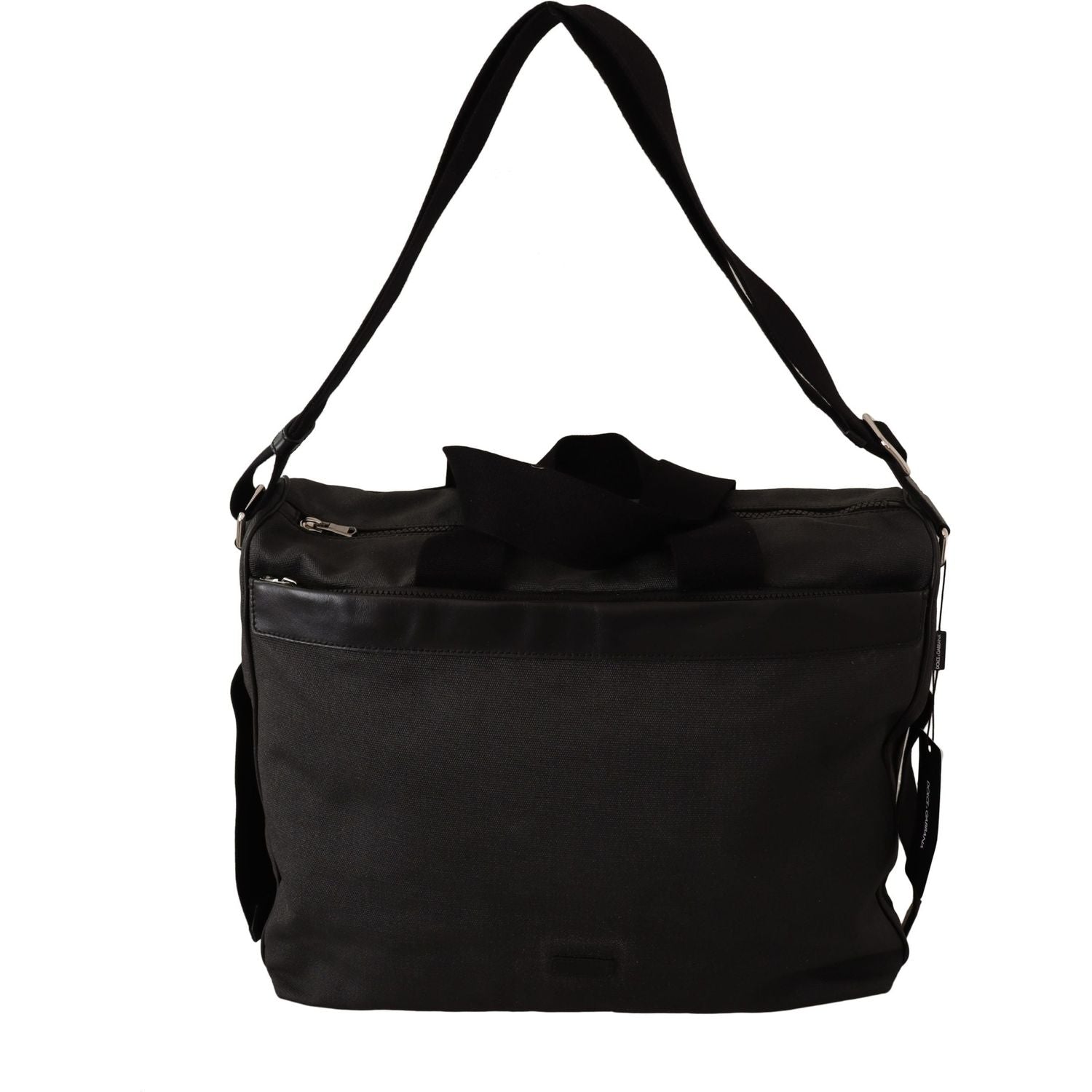 Dolce & Gabbana Black Denim Leather Shoulder Strap Messenger Bag