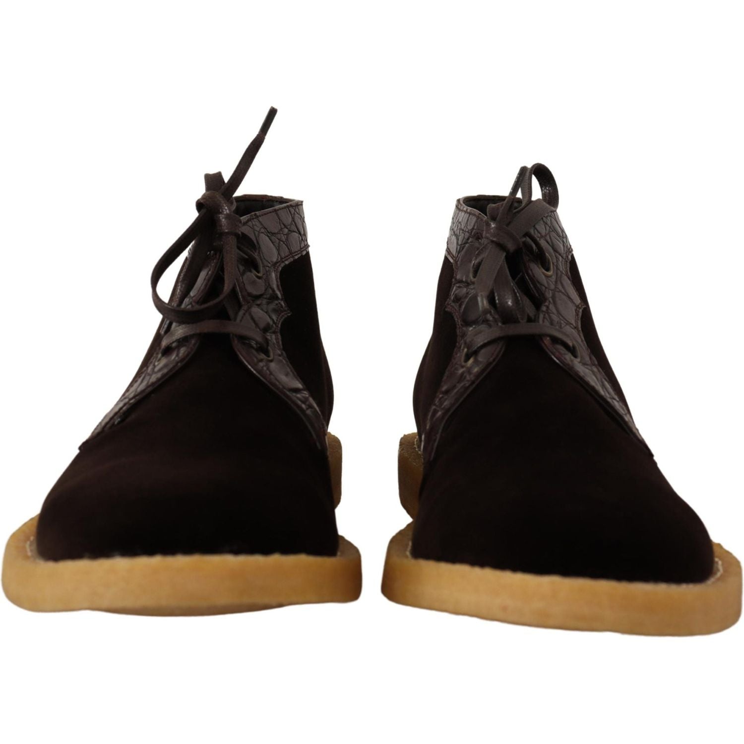 棕色异域凯门鳄皮革踝靴