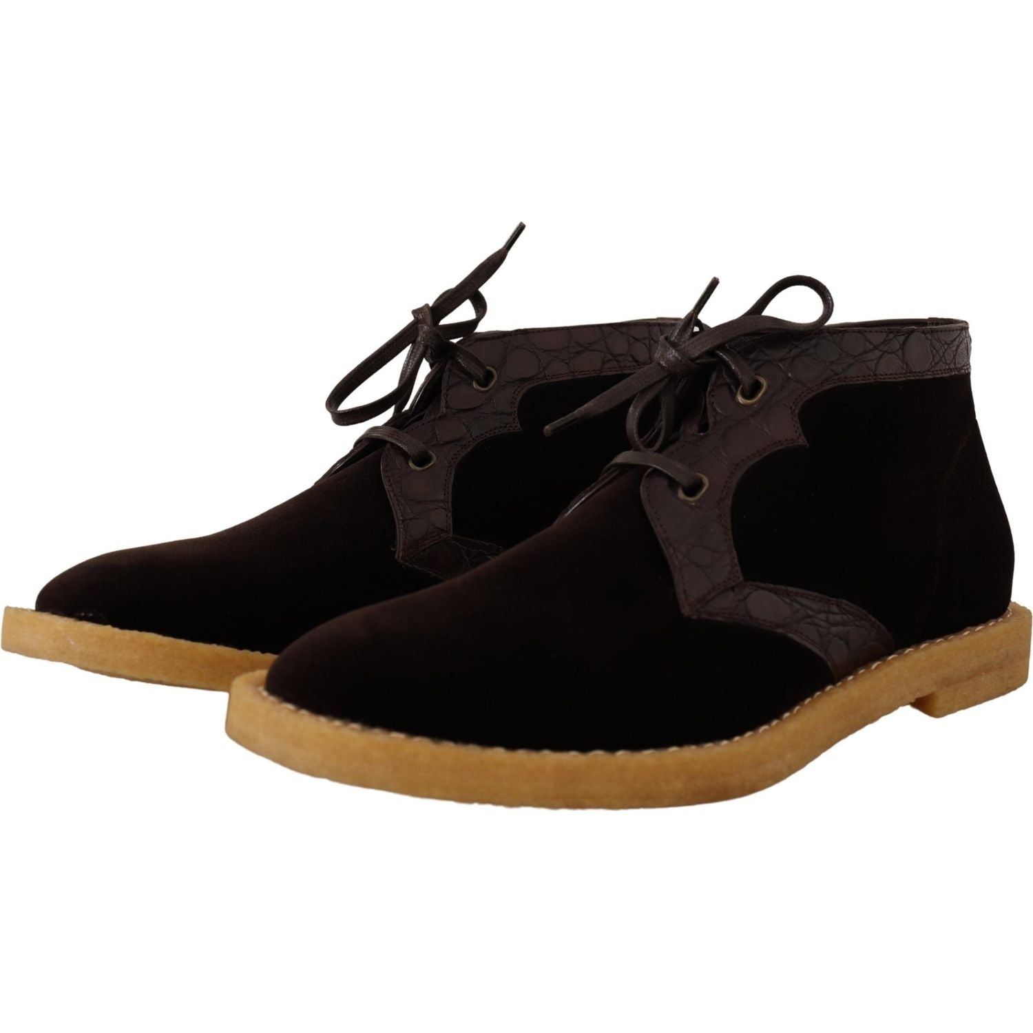 棕色异域凯门鳄皮革踝靴