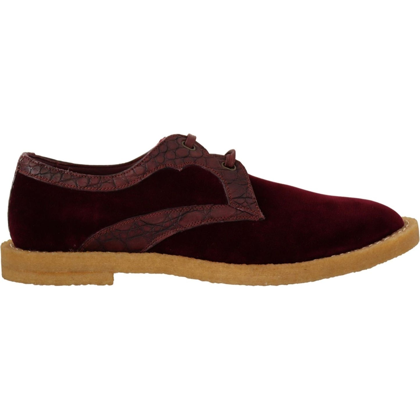 Dolce & Gabbana Bordeaux Velvet Exotic Leather Shoes