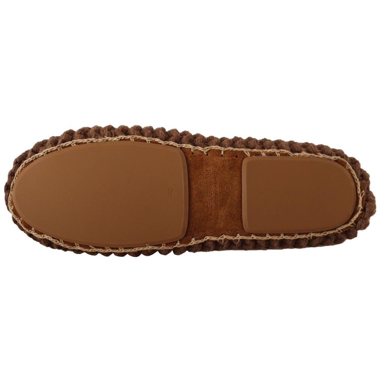 Dolce & Gabbana Brown Slip On Ballerina Flats Wool Knit Shoes