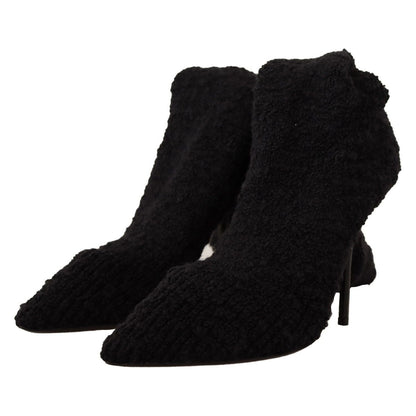 Dolce & Gabbana Black Stretch Socks Knee High Booties Shoes
