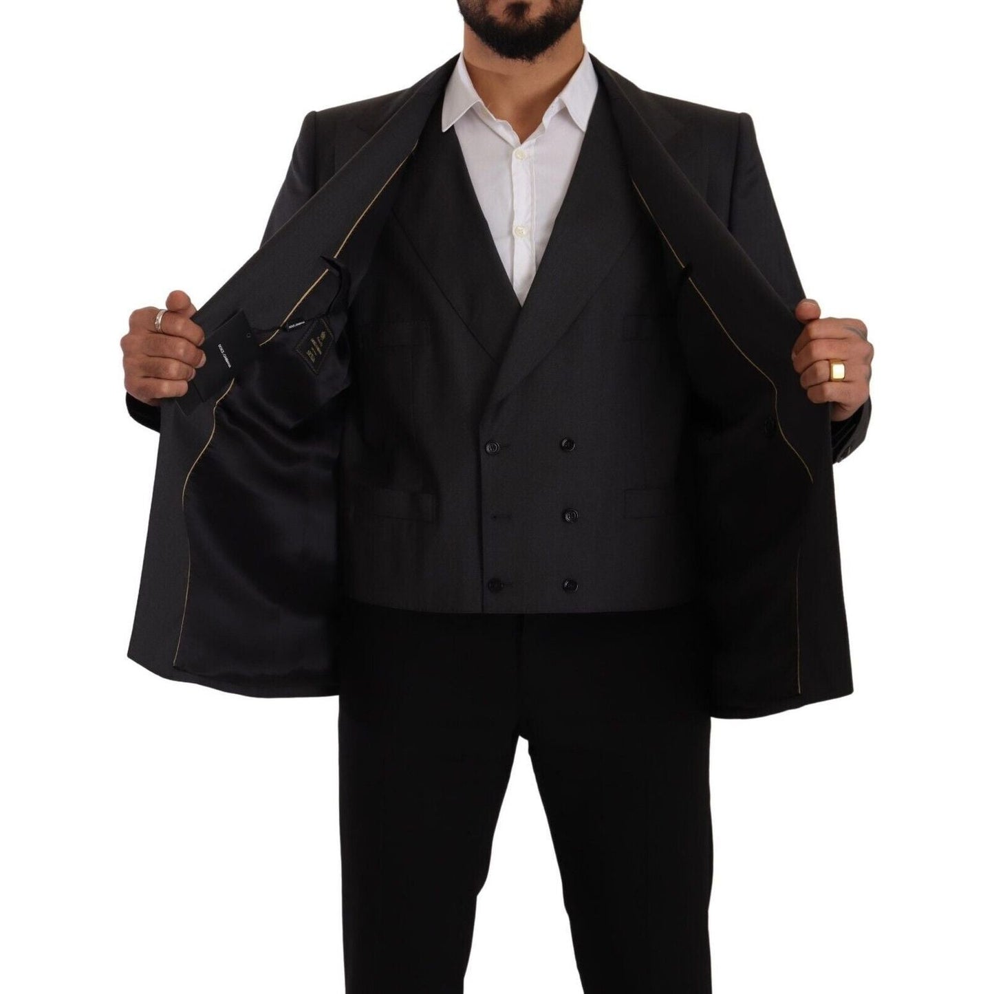 Dolce & Gabbana Gray Double Breasted 2 Piece SICILIA Blazer