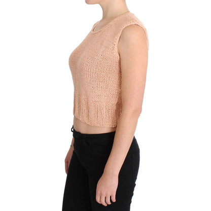 PINK MEMORIES Pink Cotton Blend Knitted Sleeveless Sweater