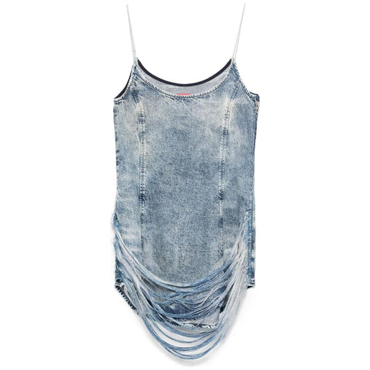 Diesel Diesel Tencel denim mini dress with fringes A189640CMBP01-P25 LDin,Spring - Summer 2025,Women,Women > Clothing,Women > Clothing > Dresses,Yes Eu