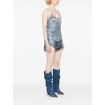 Diesel Tencel denim mini dress with fringes