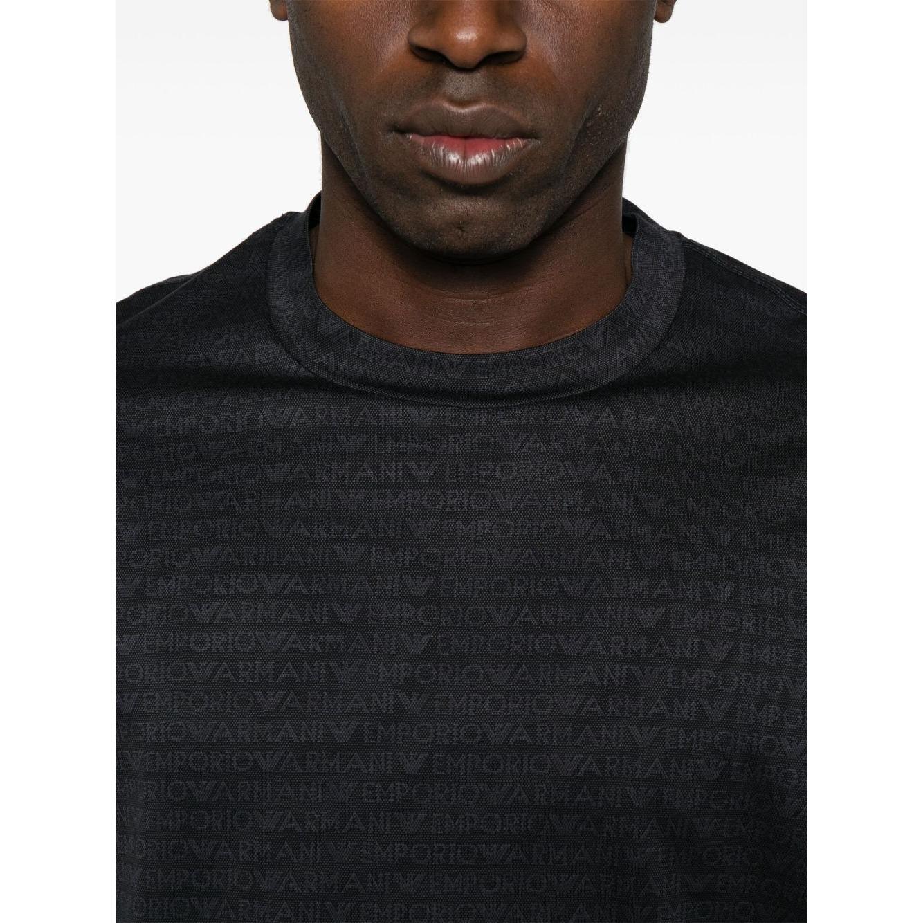 Emporio Armani jersey T-shirt with all-over flocked logo lettering EM000787AF12916FC176-P25