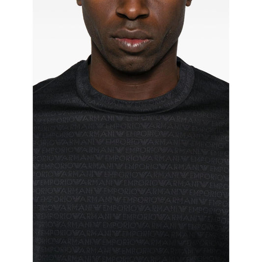 Emporio Armani jersey T-shirt with all-over flocked logo lettering EM000787AF12916FC176-P25