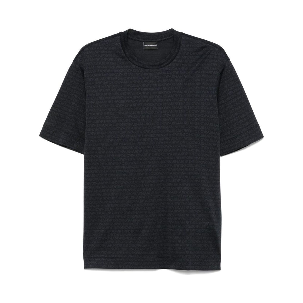 Emporio Armani jersey T-shirt with all-over flocked logo lettering EM000787AF12916FC176-P25