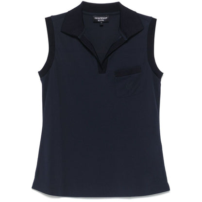 Emporio Armani Icon micro piquet crepe jersey top Topwear