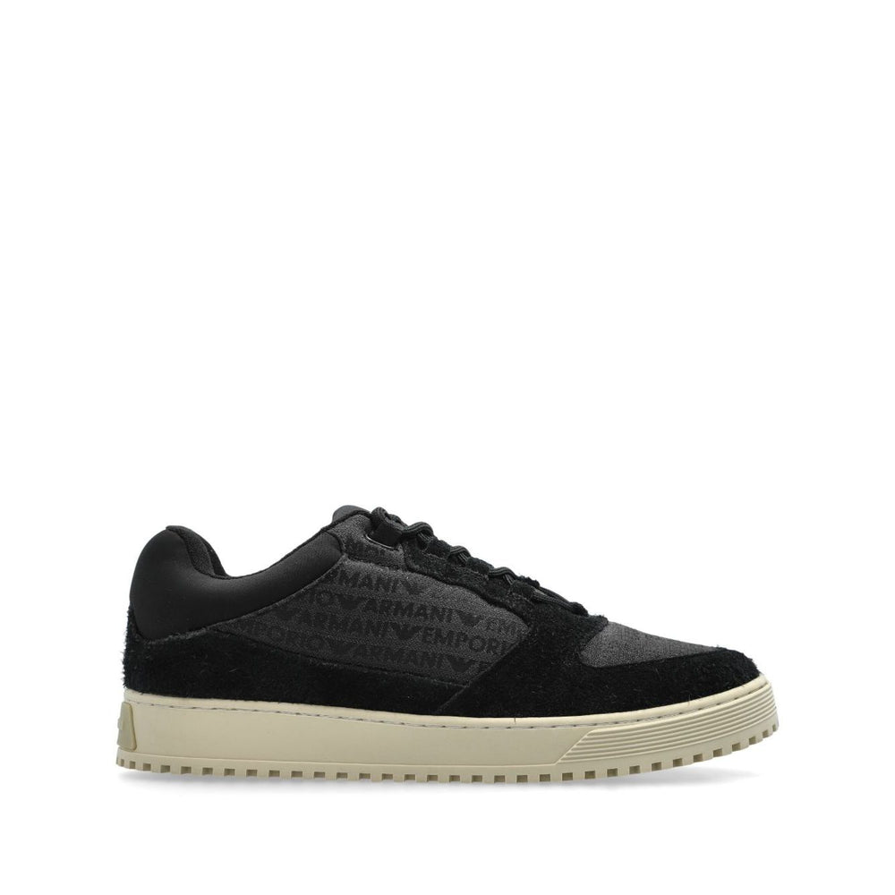 Emporio Armani Sneakers in jacquard fabric with logo lettering and suede Sneakers