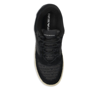 Emporio Armani Sneakers in jacquard fabric with logo lettering and suede