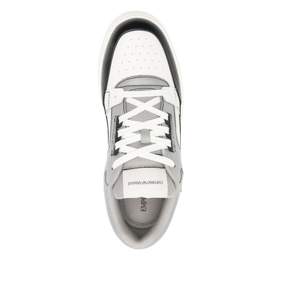 Emporio Armani Leather and mesh sneakers with contrasting details