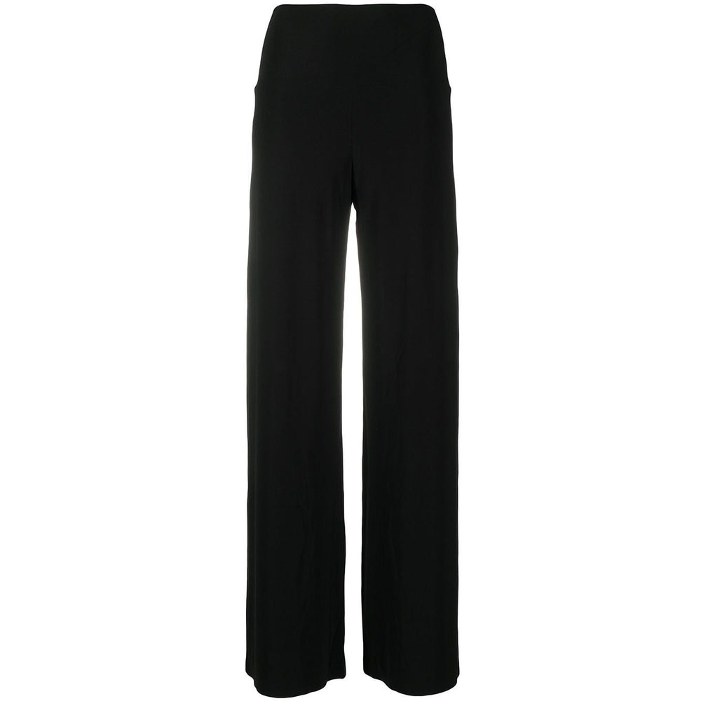 Norma Kamali Trousers Black, mid-rise wide leg ankle-length black jersey trousers with a stretch design.