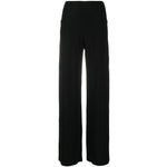Norma Kamali Trousers Black, mid-rise wide leg ankle-length black jersey trousers with a stretch design.