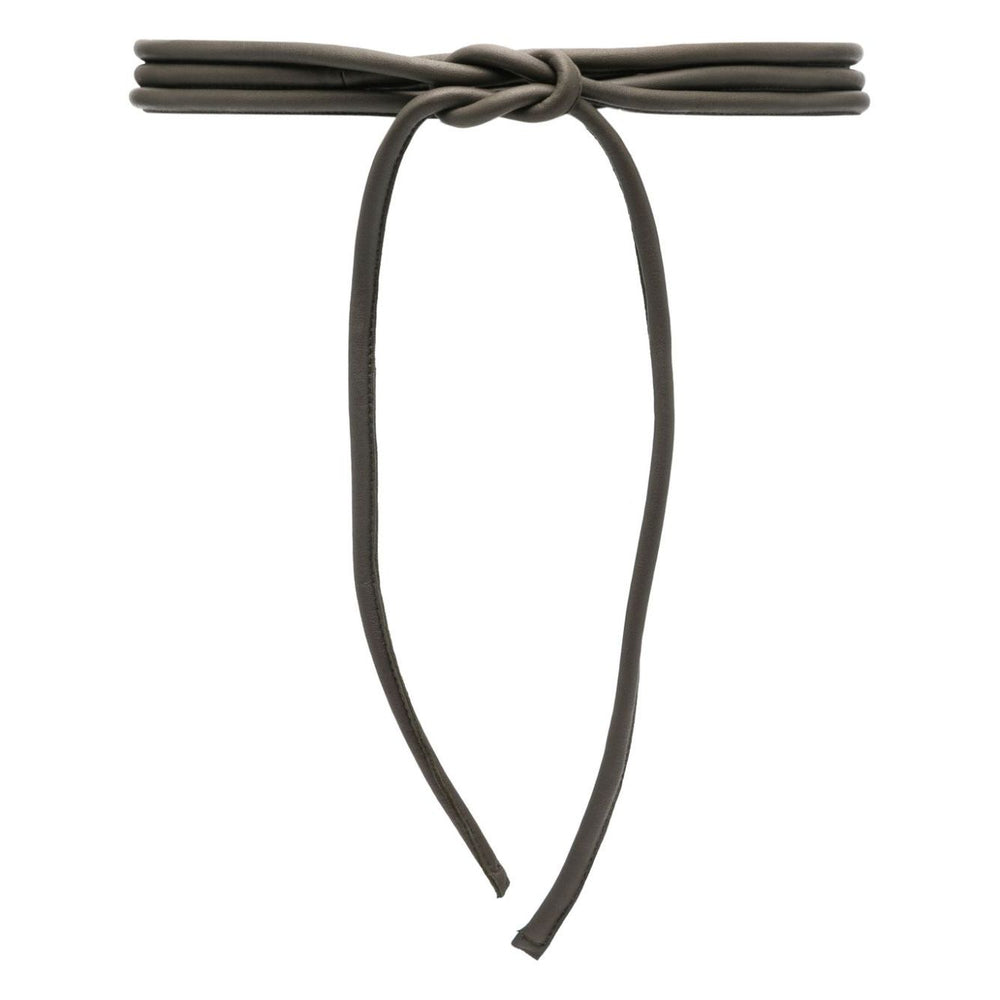 Furling By Giani Filo leather belt in dark khaki green with padded self-tie fastening, featuring a rolled design and 226cm length.