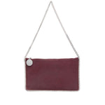 Stella McCartney Falabella clutch in amaranth purple with chain-link strap and logo pendant, 24x15x2 cm.