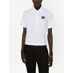 Dolce & Gabbana Logo cotton polo shirt in white with logo plaque, short sleeves, and straight hem.