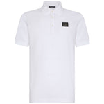 White Dolce & Gabbana Logo cotton polo shirt with piqué weave, short sleeves, and a logo plaque on the chest